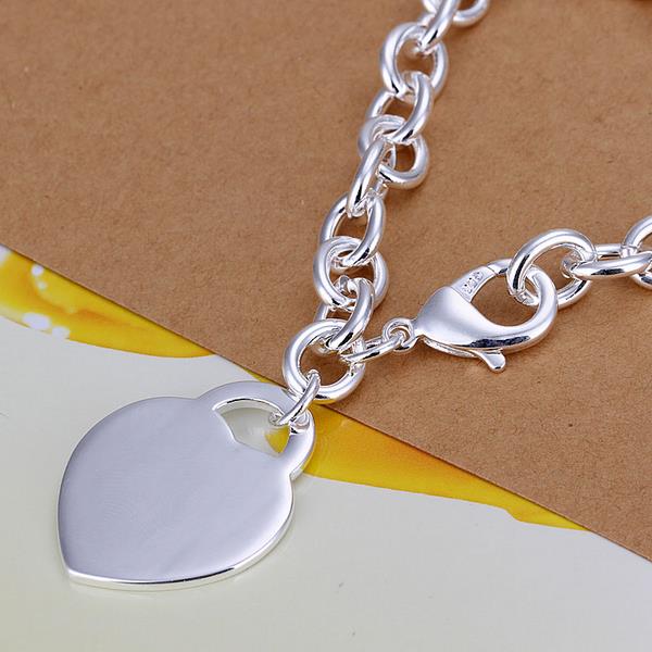 Lucky Silver - Silver Designer Bracelet with Heart Disc Pendant - LOCAL STOCK - LSH268