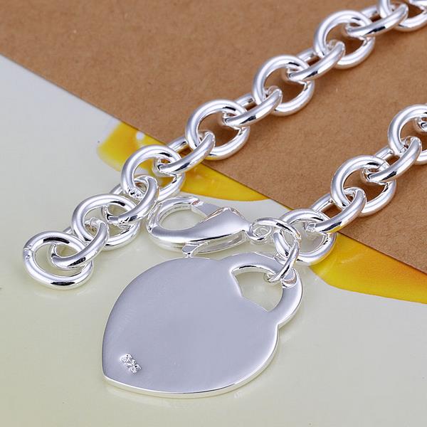 Lucky Silver - Silver Designer Bracelet with Heart Disc Pendant - LOCAL STOCK - LSH268