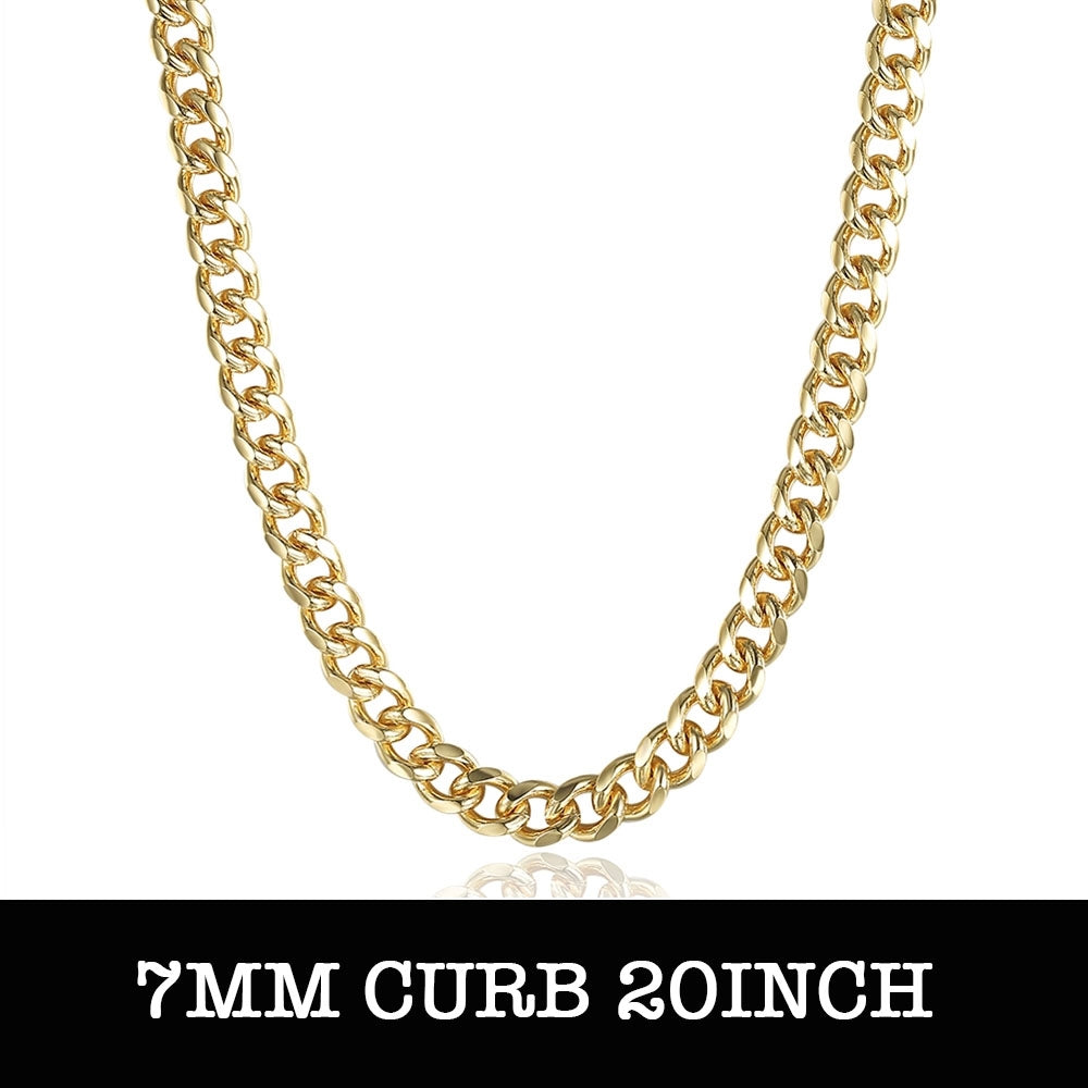 Gold Curb Chain 20inch 7mm LSN238