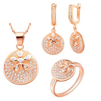 White Gold Plated Rose Gold Jewelry Set LST098