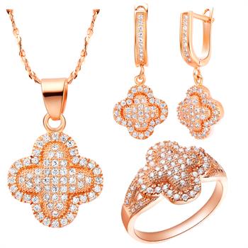 White Gold Plated Rose Gold Jewelry Set LST122