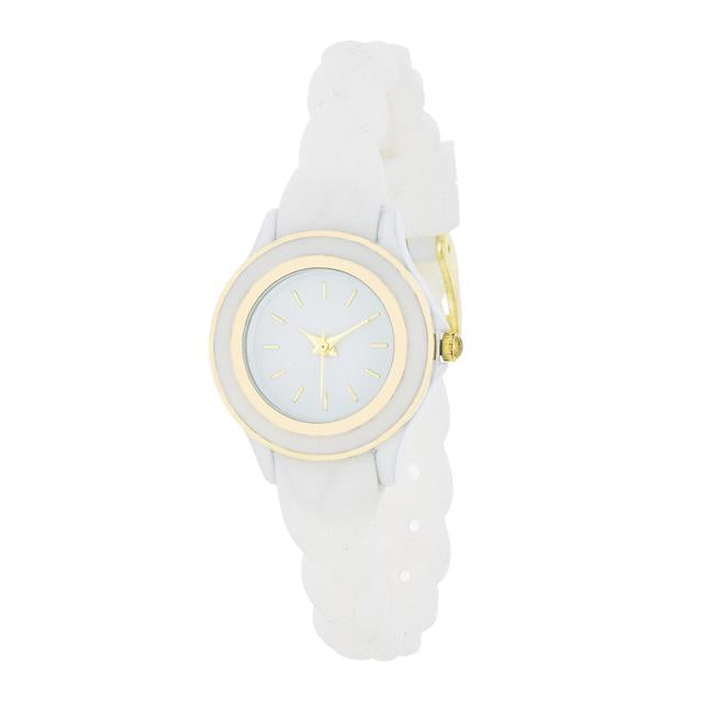 Carmen Braided Ladylike Watch With White Rubber Strap - TW-14089-WHITE