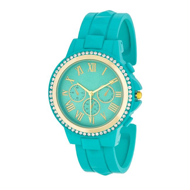 Ava Gold Turquoise Metal Watch With Crystals - TW-26419-TURQUOISE