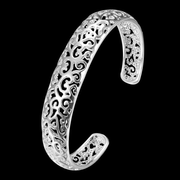 Lucky Silver - Silver Designer Open Cuff Filigree Bangle LOCAL STOCK - LSB144