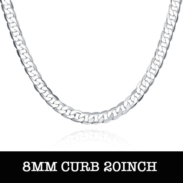 Silver Curb Chain 20inch 8mm LSN034