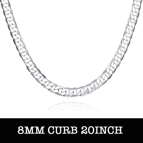 Silver Curb Chain 20inch 8mm LSN034