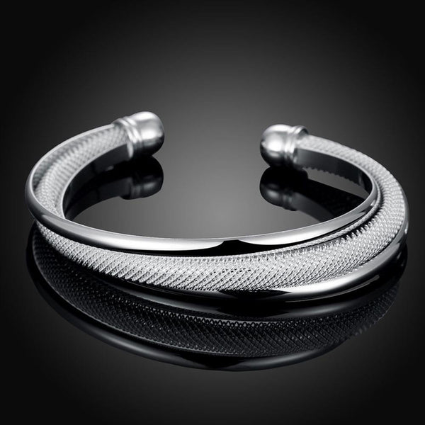 Lucky Silver - Silver Designer 3 Layered Open Cuff Bangle - LOCAL STOCK - LSB019