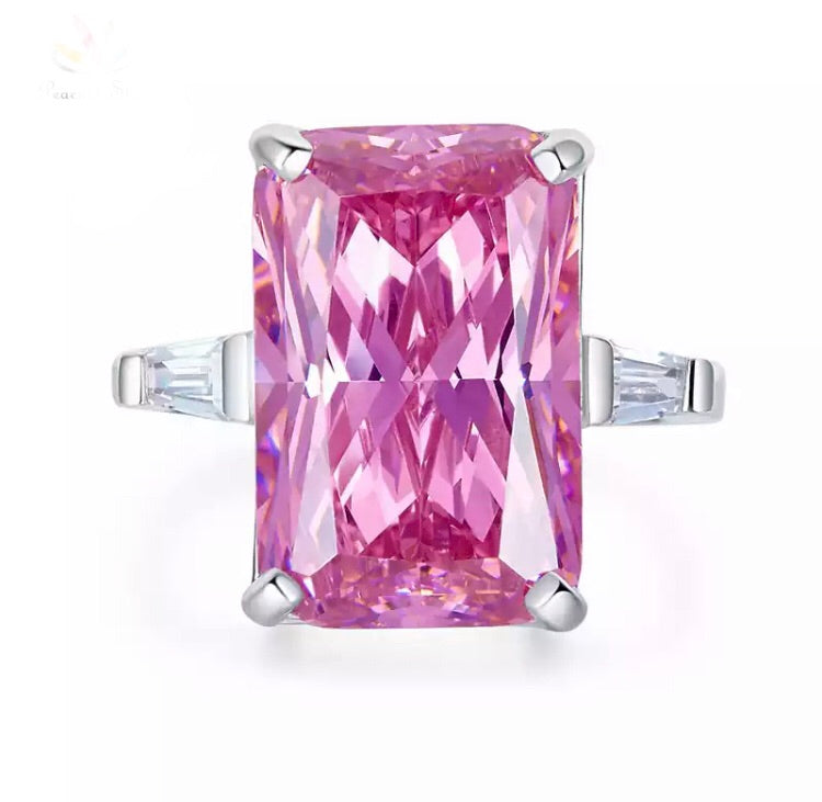 8.5 Carat Pink Created Diamante Stone Solid 925 Sterling Silver Ring  CFR8307