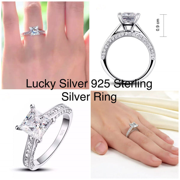 Sterling Silver Engagement Ring with 1.5 ct princess cut cz