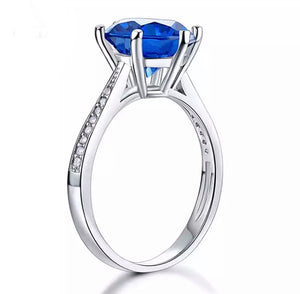 3 Carat Sapphire Blue Wedding Engagement Ring 925 Sterling Silver  CFR8211
