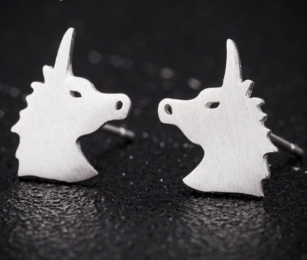 Silver Designer Unicorn Earrings