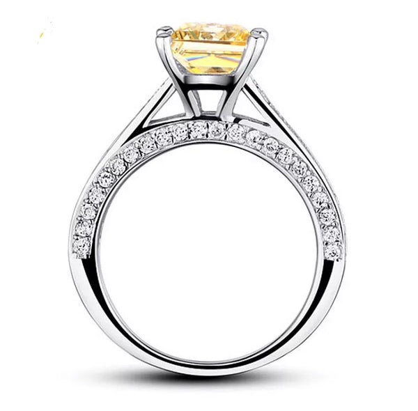 1.5 Ct Princess Cut Citrine Solid 925 Sterling Silver Engagement  Ring CFR8196