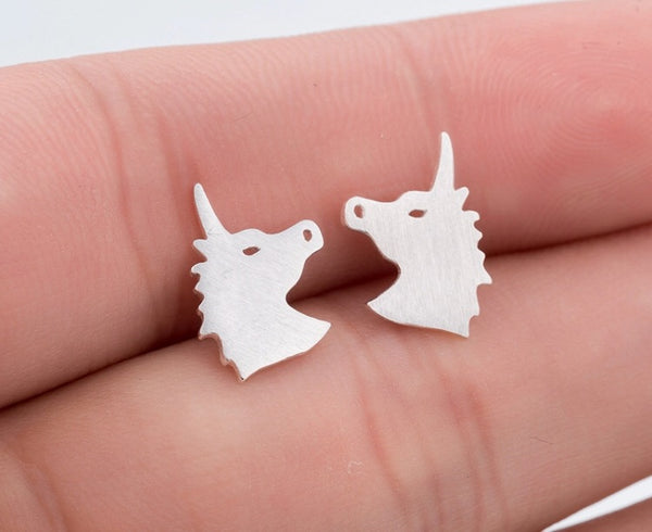 Silver Designer Unicorn Earrings