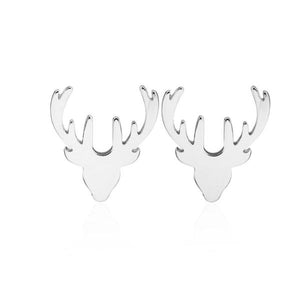 Silver Designer Stag Earrings