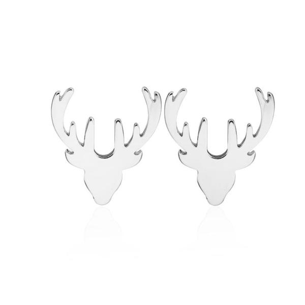 Silver Designer Stag Earrings